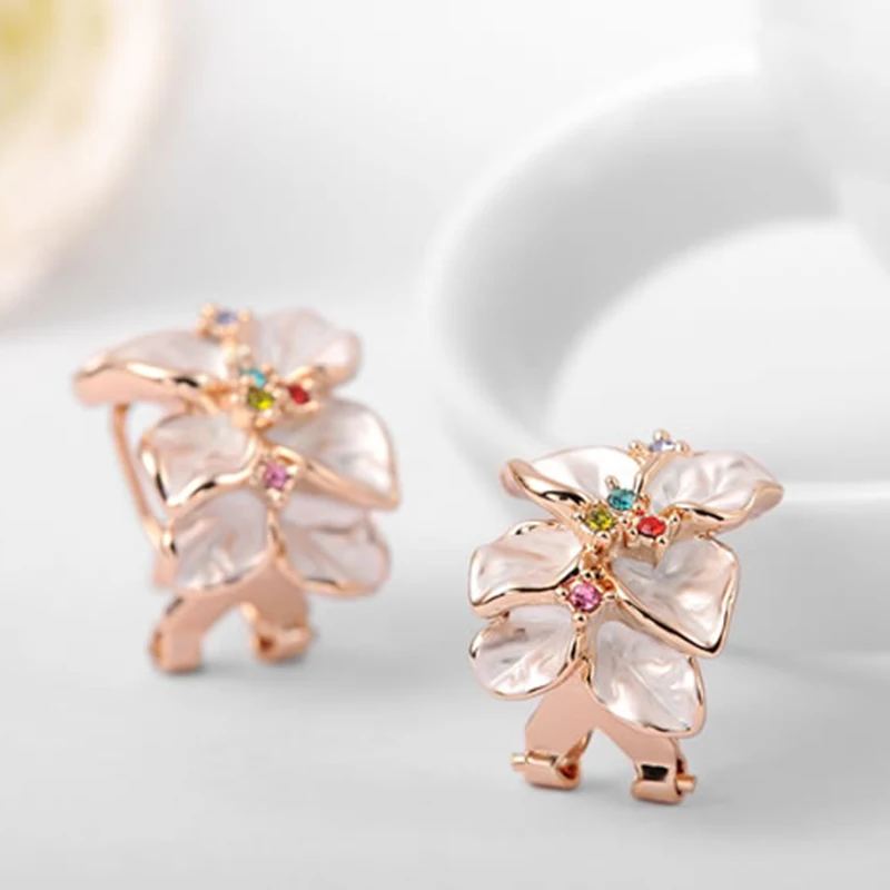 GS High Quality Earring Clip Flower on Earrings Rose Gold Color Without Piercing for Girls Party Needn't Ear Hole Y3 | Украшения и
