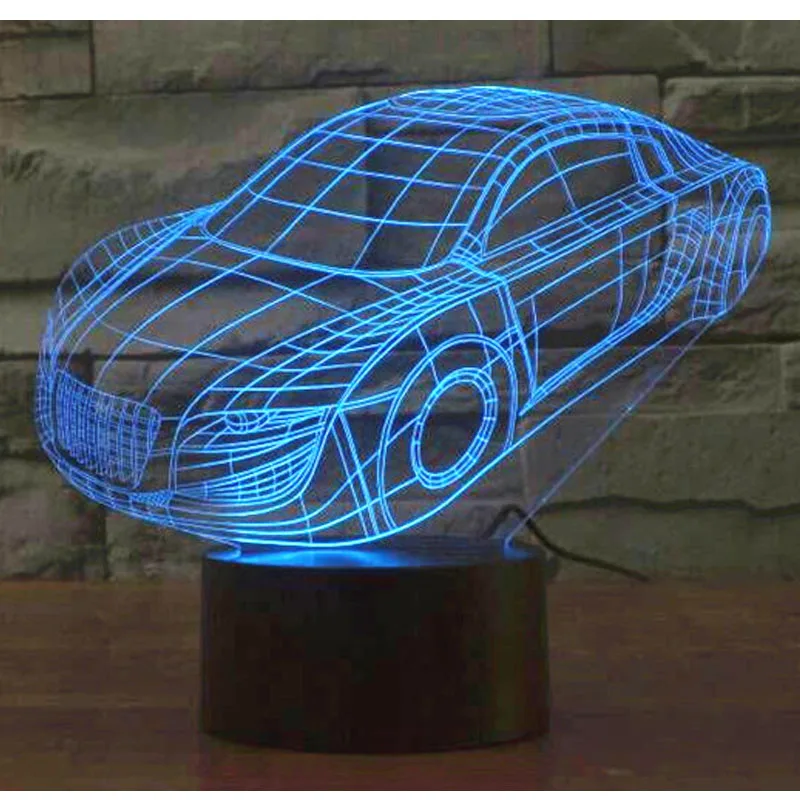 3D светодиодный ночсветильник динамический автомобиль с 7 цветсветильник для