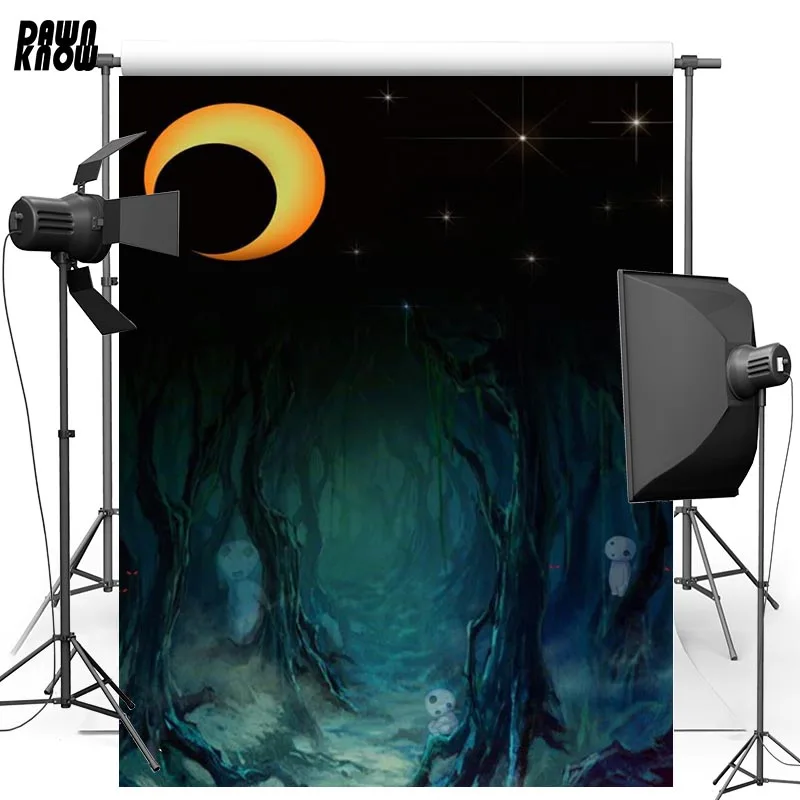 DAWNKNOW лес привидений Виниловый фон для фотосъемки с изображением детей полумесяц