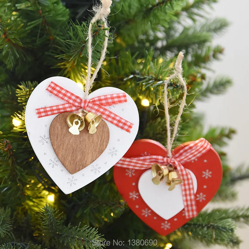 

3pcs Christmas Wood Pendant with Bell Cartoon Pattern Hanging Christmas Tree Decoration New Year Decoration for Home Party Decor