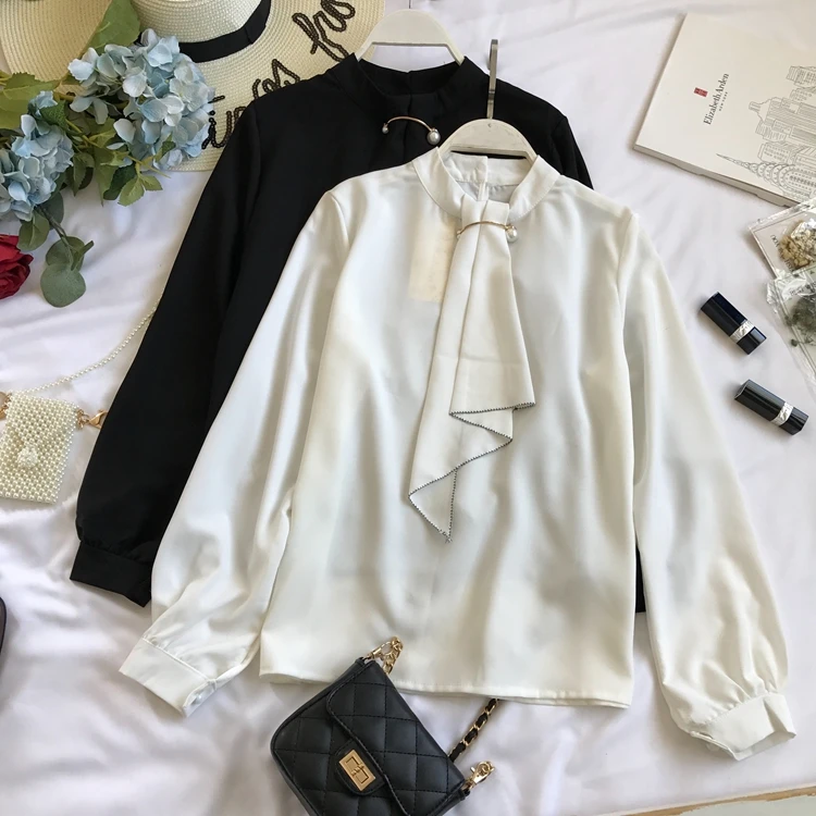 

Spring summer women's long sleeve chiffon shirt tops female fashion high waist casual chic shirt blouse TB1228