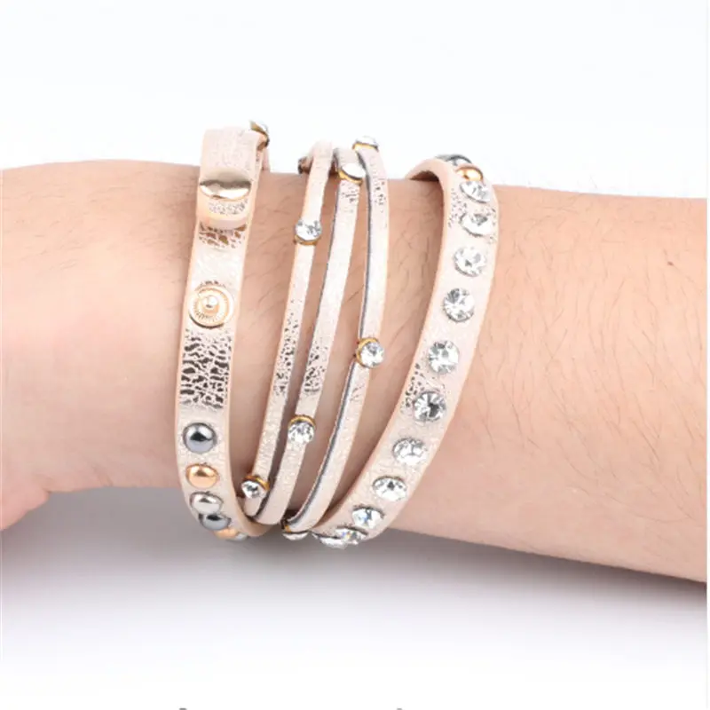 New Fashion Crystal Beads Charms Bracelets &amp Bangles For Women Men Multiple Layers Leather Bracelet Statement Party Jewelry 88 |