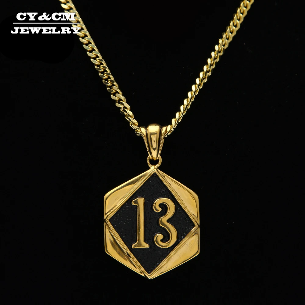 CY & CM винтажный кулон с номером счастливого 13 Золотой Цвет Черный Капельное масло