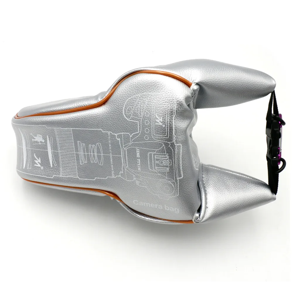 Новое поступление яркое серебро PU камера мягкий чехол М размер для Canon Nikon камеры