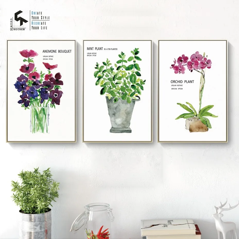 CREATE&ampRECREATE Pastoral Poster Plant Posters And Prints Wall Art Canvas Oil Painting Decorative Pictures For Home CR1810110029 | Дом и сад