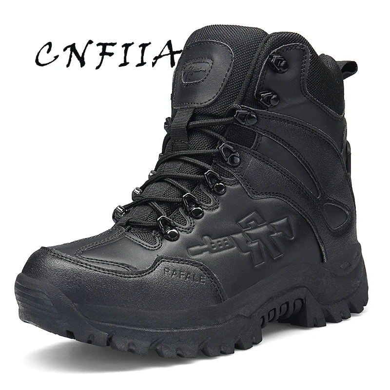 CNFIIA Men Combat Boots Plus Size 45 Male Military Non Slip Green Black 2018 Winter Designer Shoes Tracking High-Top |