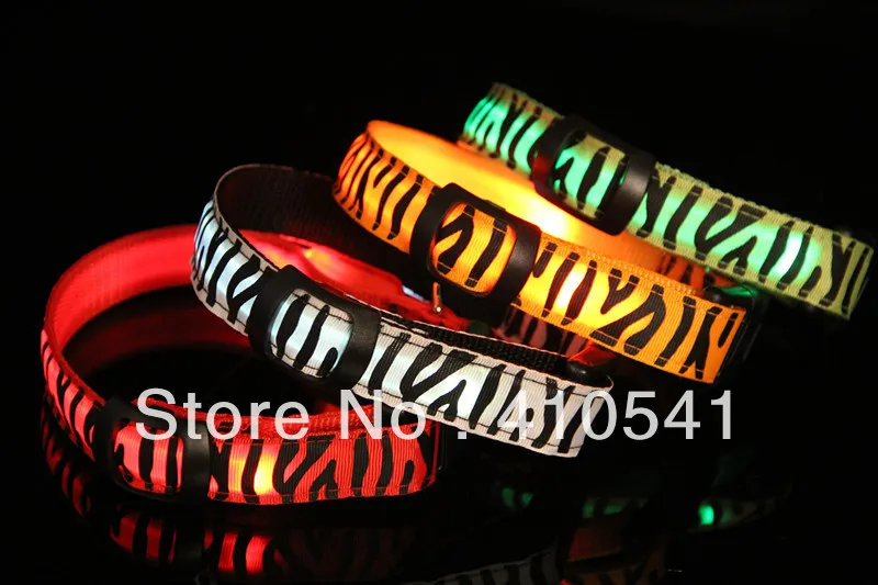 Новое поступление бесплатная доставка светодиодный нейлоновый ошейник Chaplains Zebra