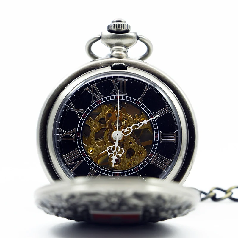 Antique Knight Cross Badge Swiss Mechanical Pocket Watch Vintage Steampunk Manual Winding Fob Chain Digital Clock Men's Gift