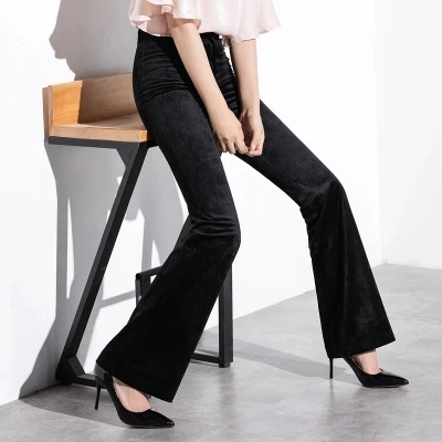 2018 модные высококачественные бархатные брюки с высокой талией широкими