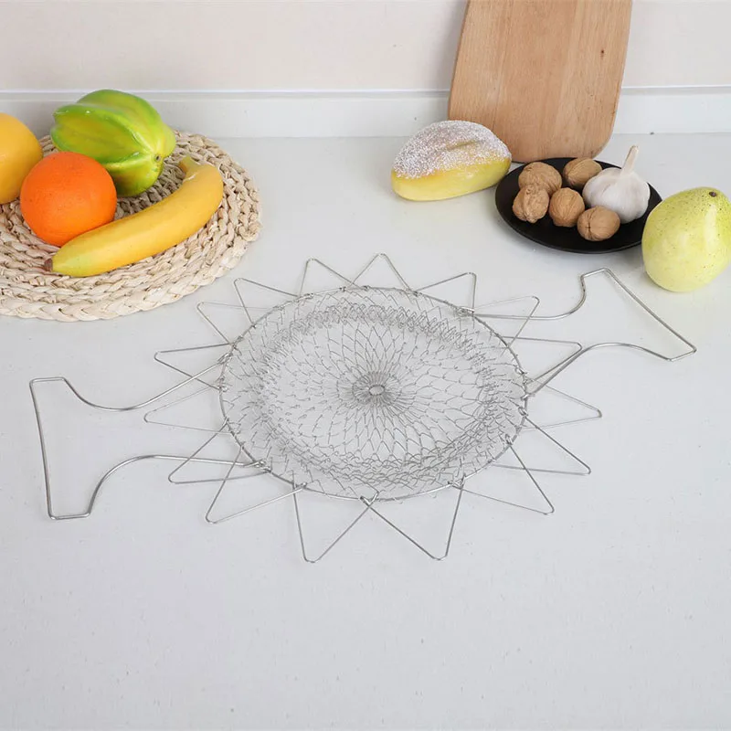 Многофункциональная телескопическая складная корзина из нержавеющей стали для