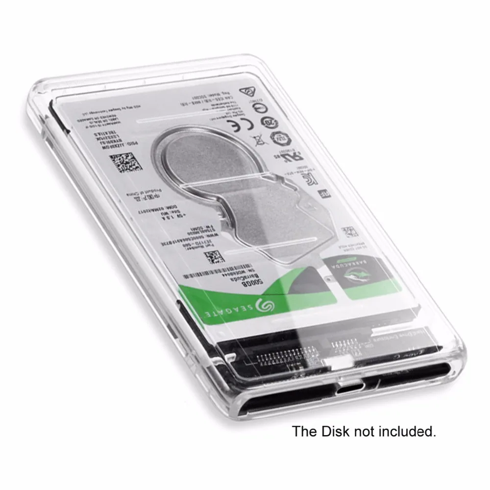 

USB-C Type-C to 2.5 Inch SATA SSD HDD External Enclosure Transparent for Laptop & PC for Windows 2000 / XP/ 7/ 8/ 10 / Mac 9.1