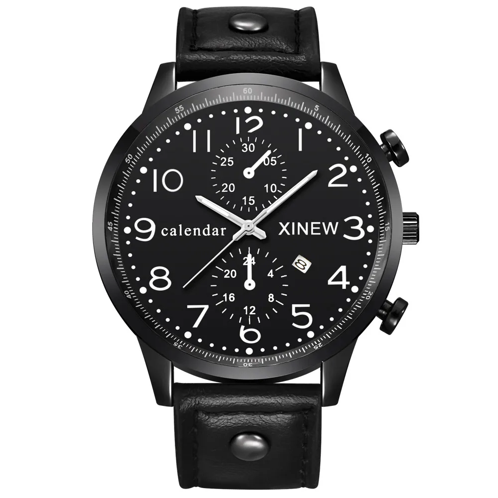 

XINEW Fashion Simple Brand Men Watch Sports Date Analog Quartz Leather Alloy Mesh Mens Clock Quatrz Wrist Watches reloj hombre