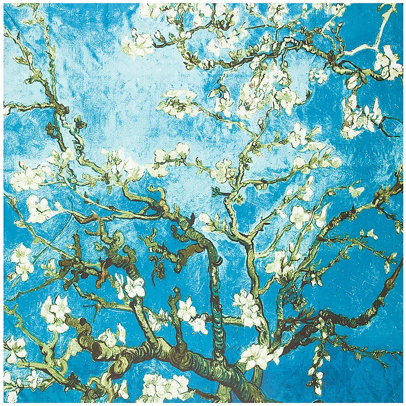 

New Oil Painting Tree Printed Square Silk Scarf Luxury Brand Quality Women Scarves Wraps Hijab Super Large Bandana Scarf