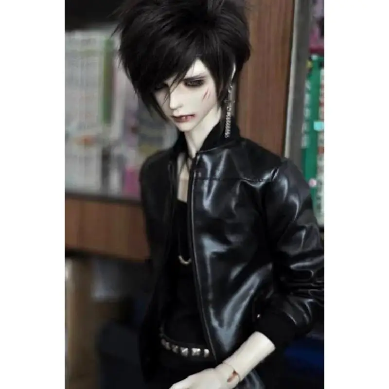 

BJD Black Jacket Coat Top Clothes Synthetic Leather For 1/4 1/3 24" 60cm 70cm SD17 Uncle Tall Male SD DK DZ AOD DD Doll