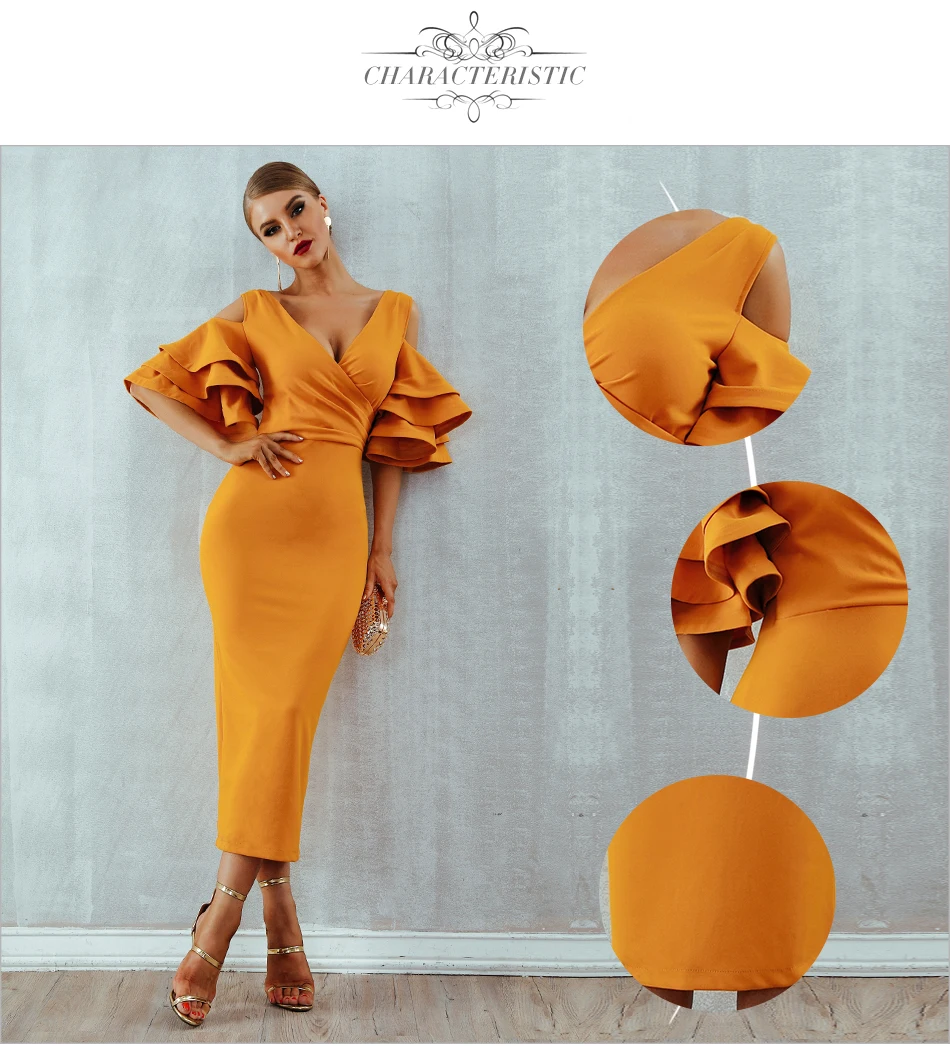 Adyce, новое летнее женское Клубное платье, Vestidos, вечерние платья знаменитостей, желтое, красное, с рюшами, с бабочкой, с коротким рукавом, миди, Клубные платья