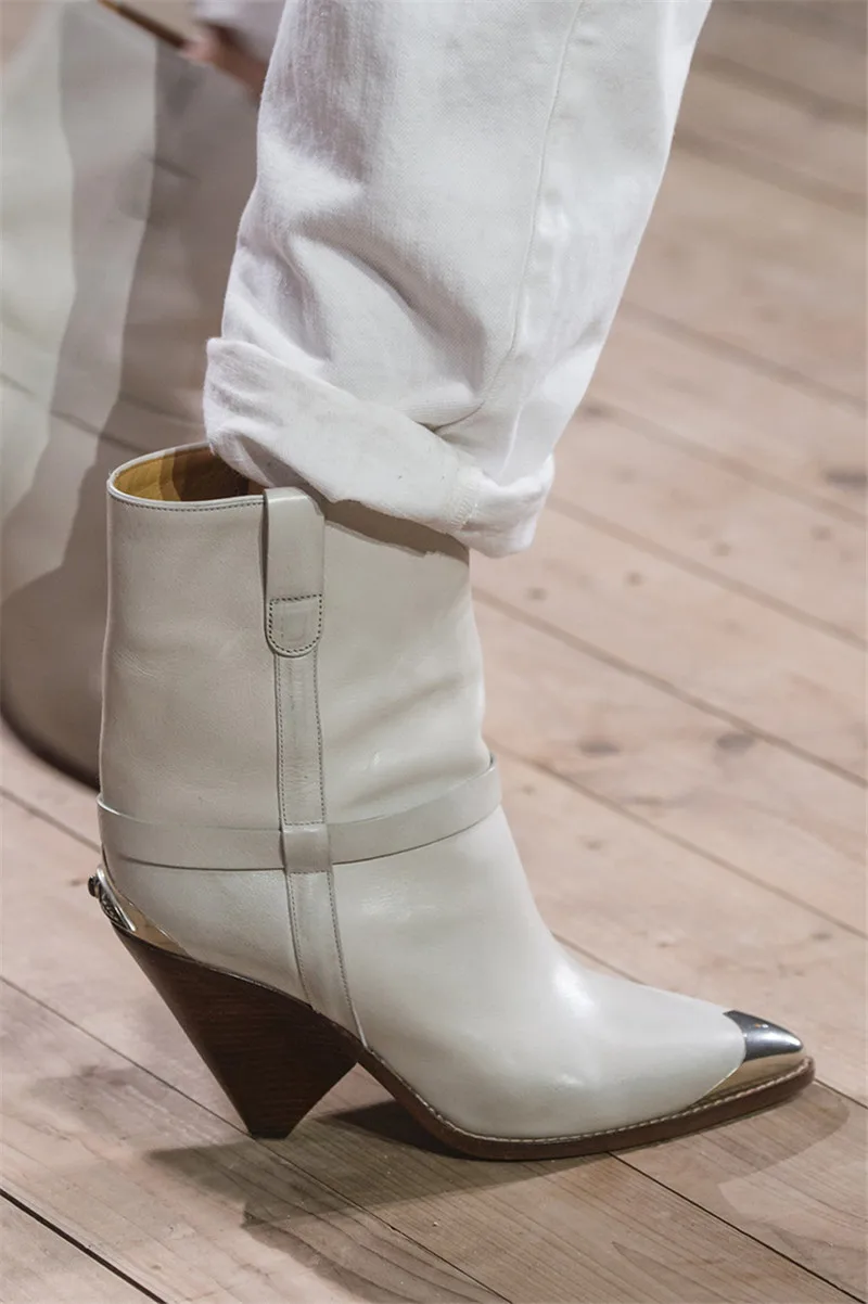 Botas mujer; ковбойские сапоги из натуральной кожи в западном стиле; Женские Дизайнерские Сапоги до середины икры с бахромой и металлическими заклепками на танкетке и высоком каблуке