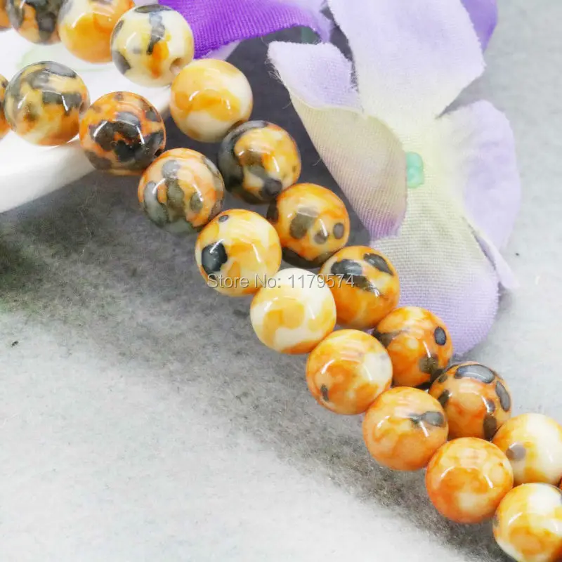 Аксессуары 8 мм желтые и черные точечные камни флейта яшмы Нефритовая свободная 15