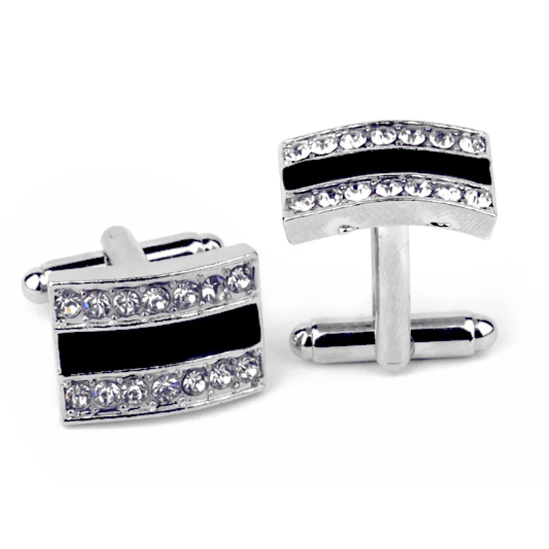 Mens Elegant Style Cufflinks Set Wedding Business Men's Jewelry Gift Fashion Black Brand Glazing Silver Color Cuff Buttons