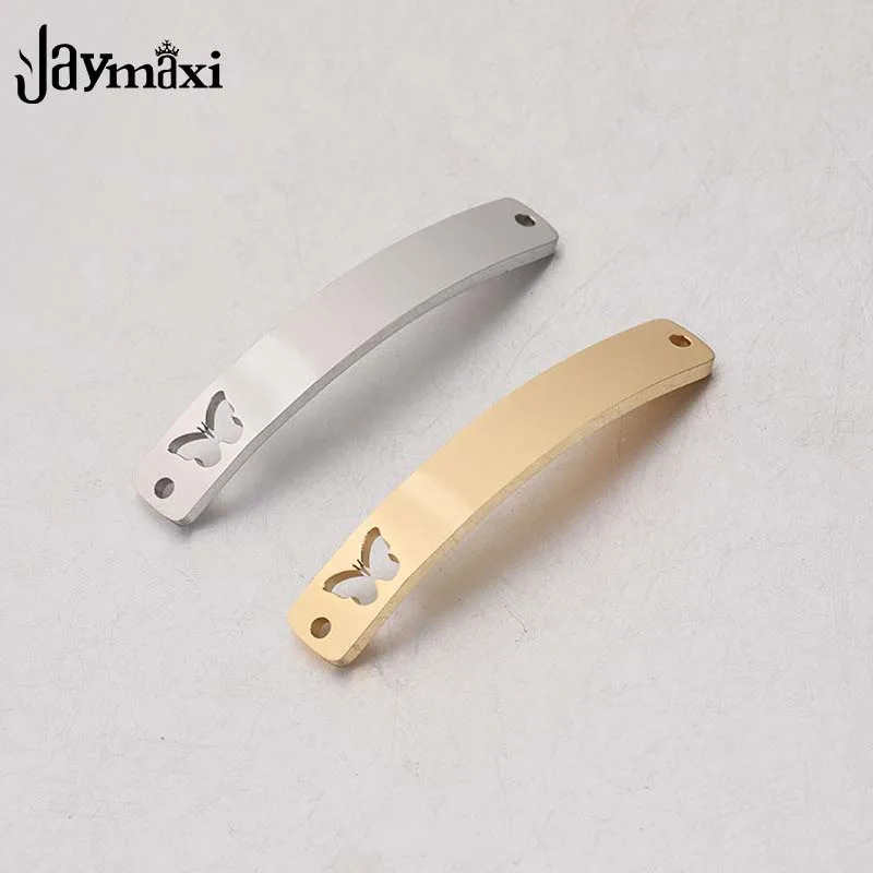 

Butterfly Curved Rectangle Bar Charm High Polished Stainless Steel Bracelet Connector DIY Jewelry Making 6*39mm 20PCS/LOT