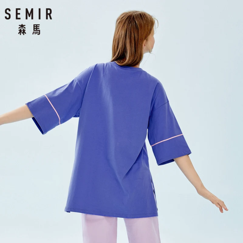Женская хлопковая рубашка с вырезом Лодочка SEMIR женская длинными рукавами Lomg топ