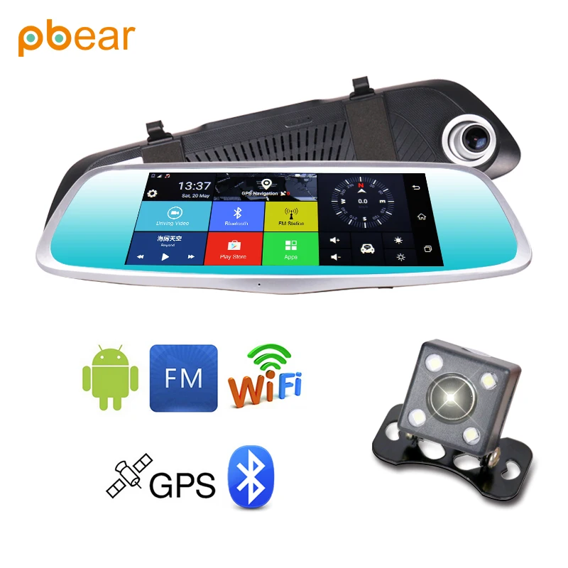 Pbear 7.0 дюймов сенсорный экран 4 г Автомобильный видеорегистратор GPS двойной
