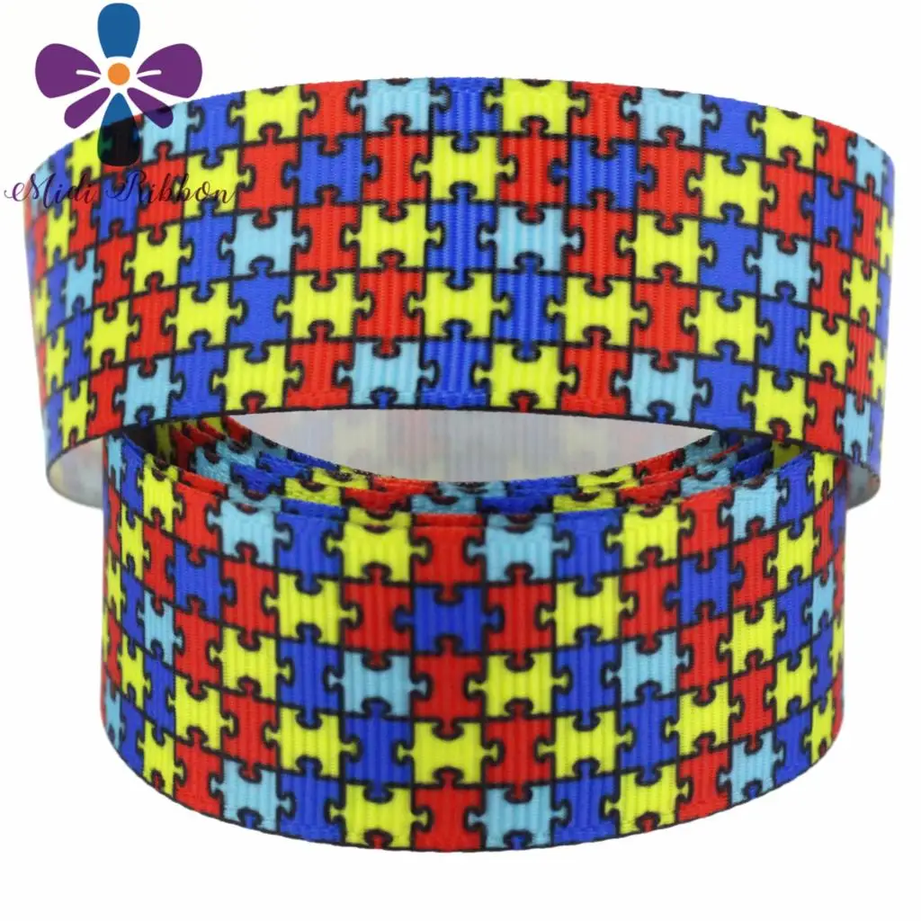 16 мм-75 мм пазл серии Красочные полосы печатные Grosgrain/эластичная лента DIY Декор для