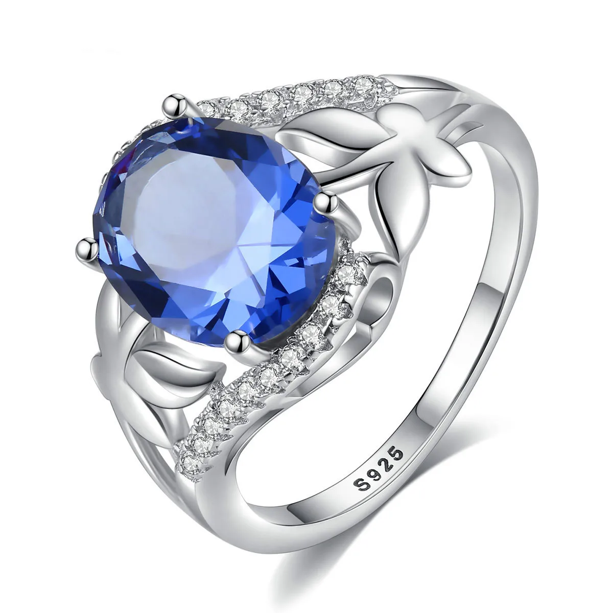 Wong Rain Винтажное кольцо 925 пробы серебряное Sapphire драгоценный камень для свадьбы