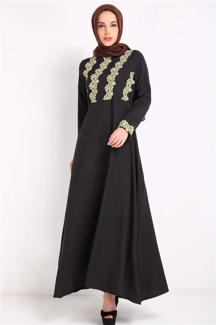 Женское длинное платье из полиэстера abaya черное в мусульманском стиле вечерние