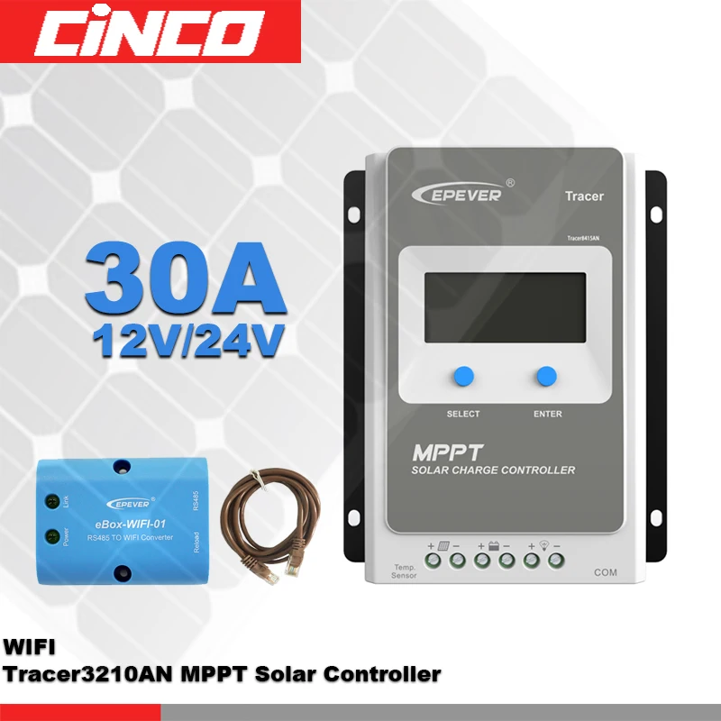 Tracer-3210AN + eBOX-WIFI-01 30A 12В/24100в Солнечный контроллер с солнечным регулятором WIFI ebox и