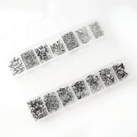 1box mixed style stainless steel earring back earring studs pins flat earring pin cup base diy jewelry accessories about 300pcs