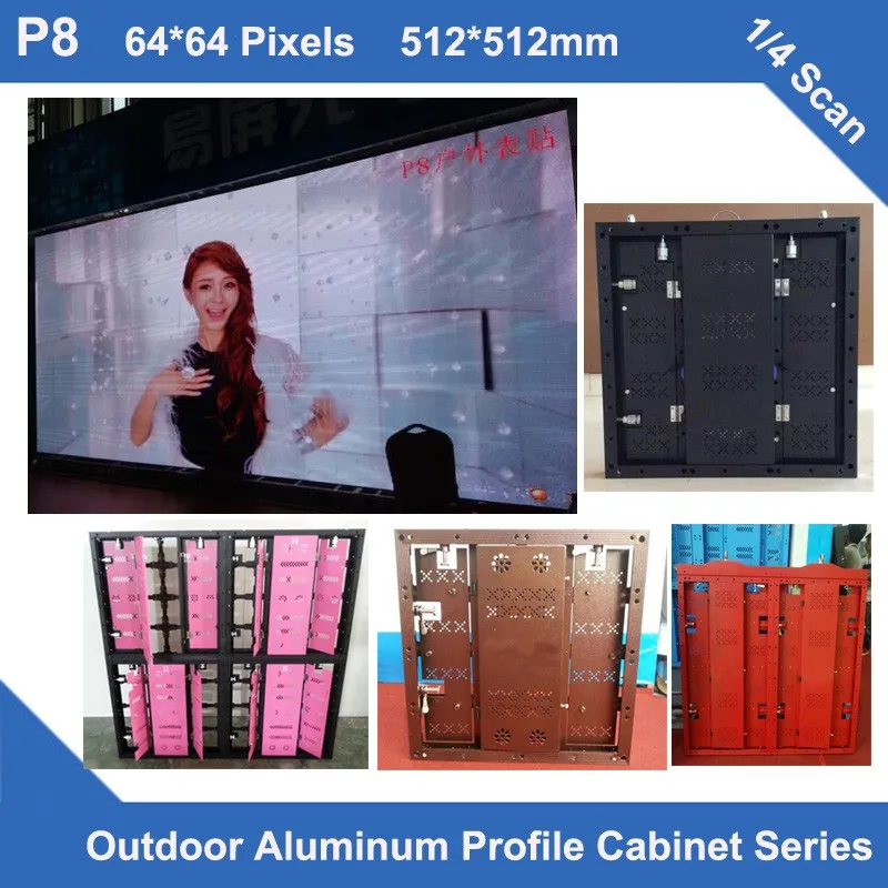 Beste TEEHO 6 Stks/partij P8 Outdoor Led Display Panel Aluminium Profiel Kast 512mm * 512mm 64*64 Dots Rentalslim Screen Led Video Wall