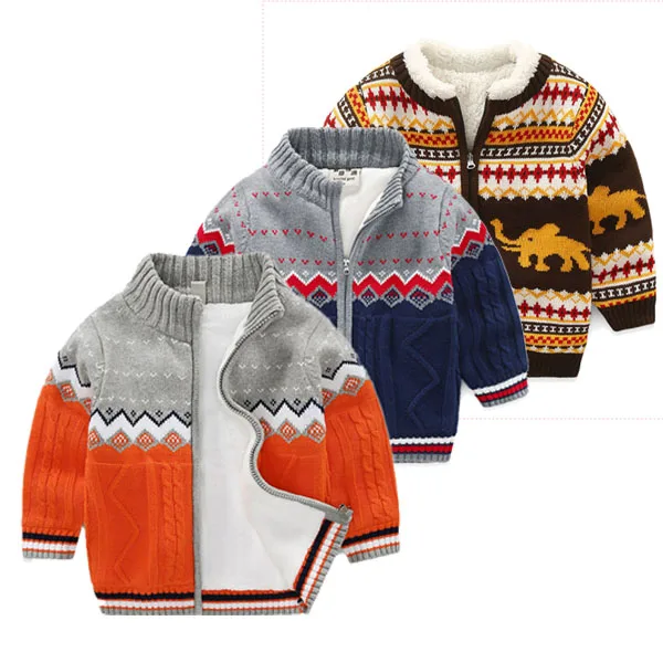 

Children's clothing sweater thick cotton cardigan Baby Kids Boys and girls wear pullovers over knitted sweaters in winter 2-12y