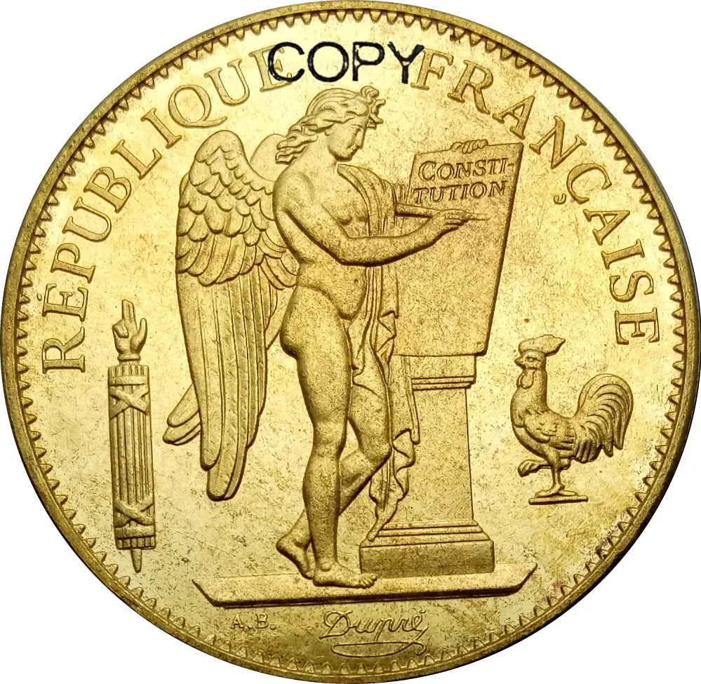 Франция золотые 1887 а Парижа 100 франков Lucky Angel латунные металлические копии монет |
