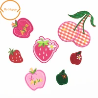 1pcs iron on fruit strawberry cherry apple patches embroidery stickers for bags clothes decoration appliques