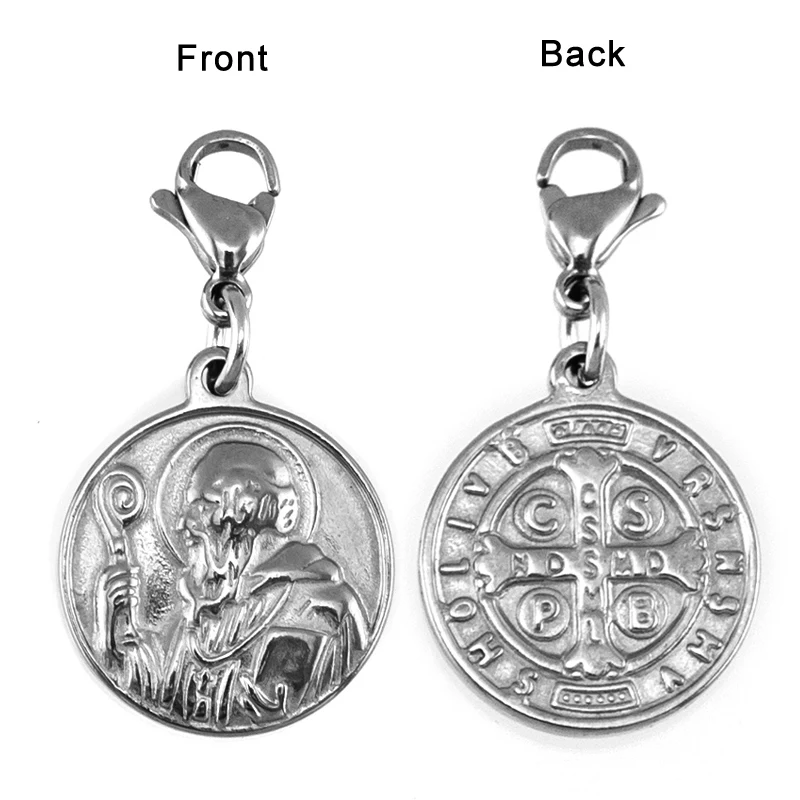 Wholesale 10pcs Cross Sentia Charms The Saint Benedict Medal Pendants Stainless Steel Juan Diego Tag with Lobster Clasp | Украшения и