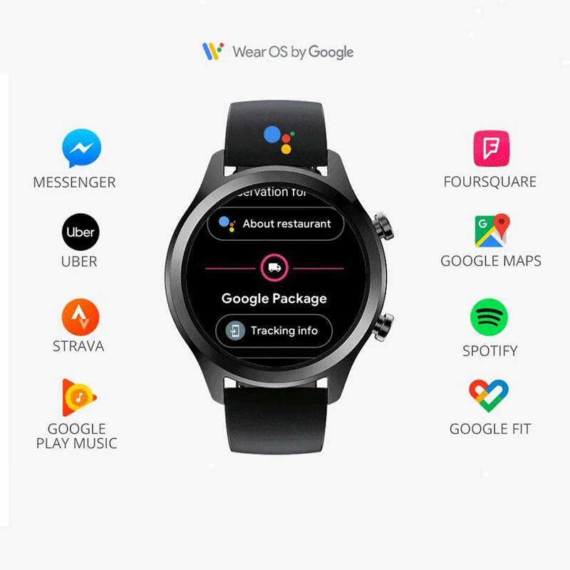 Смарт часы оригинал Ticwatch C2 носить ОС Google NFC платежи Bluetooth V4.1 Встроенный gps 400 мАч