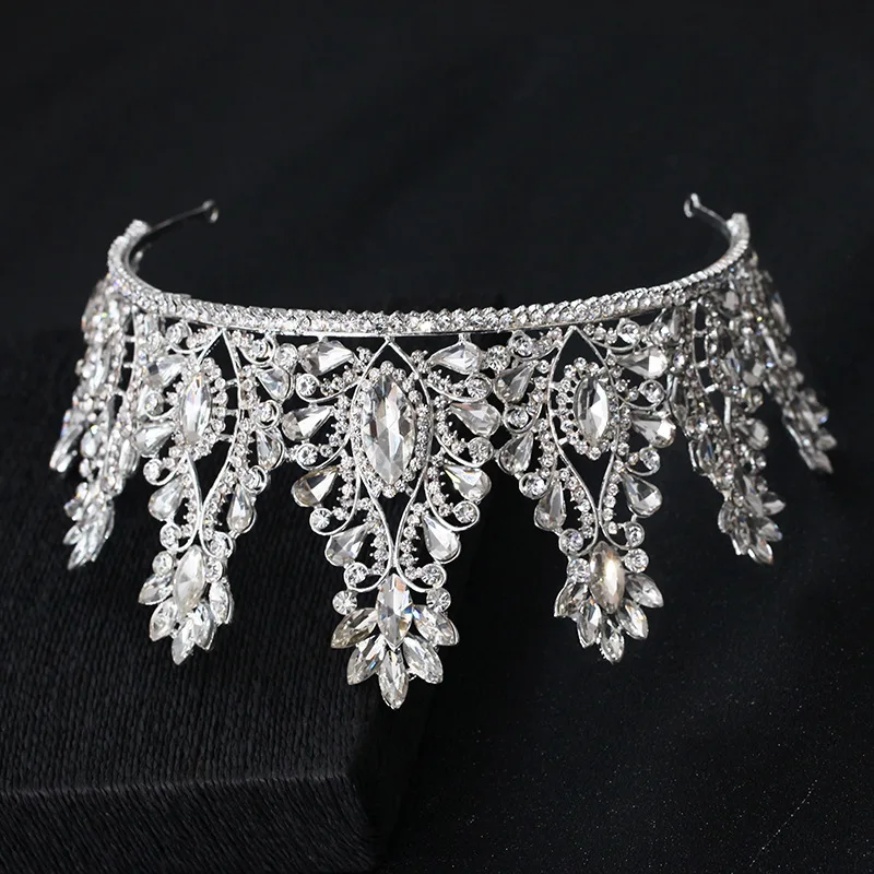 Барочная роскошь кристальная большая капля свадебные тиары корона стразы конкурс диадема ободки свадебные аксессуары для волос Tiara De Noiva.