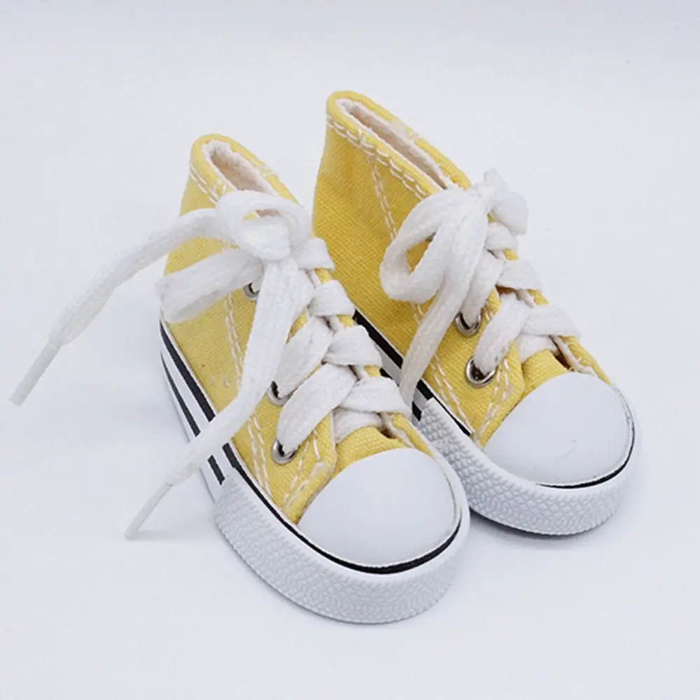 Best Sale1 пара 7,5 см обувь для кукол парусиновая обувь для куклы BJD модная мини обувь для куклы для русской кукла, сделанная вручную аксессуары для куклы - Цвет: Цвет: желтый