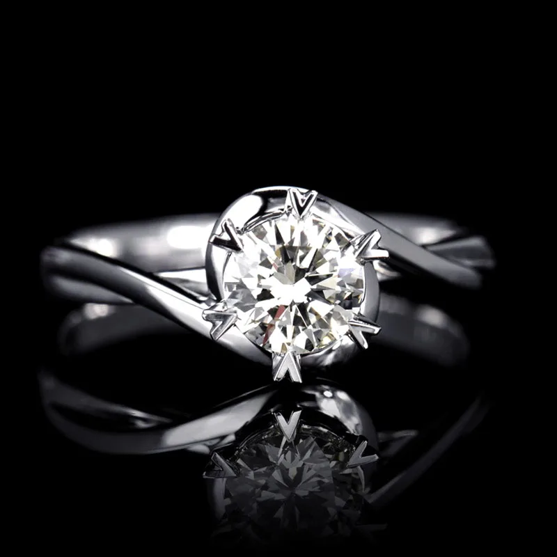 Настоящее серебро 990 пробы свадебные кольца для женщин в форме сердца шесть