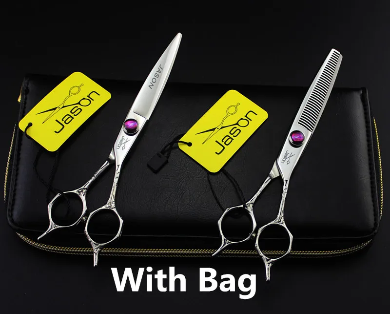 336#5,5 ''бренд Jason Высший сорт Парикмахерские ножницы JP 440C Bang Cut Парикмахерские ножницы филировочные ножницы для волос - Цвет: One Pair With Bag