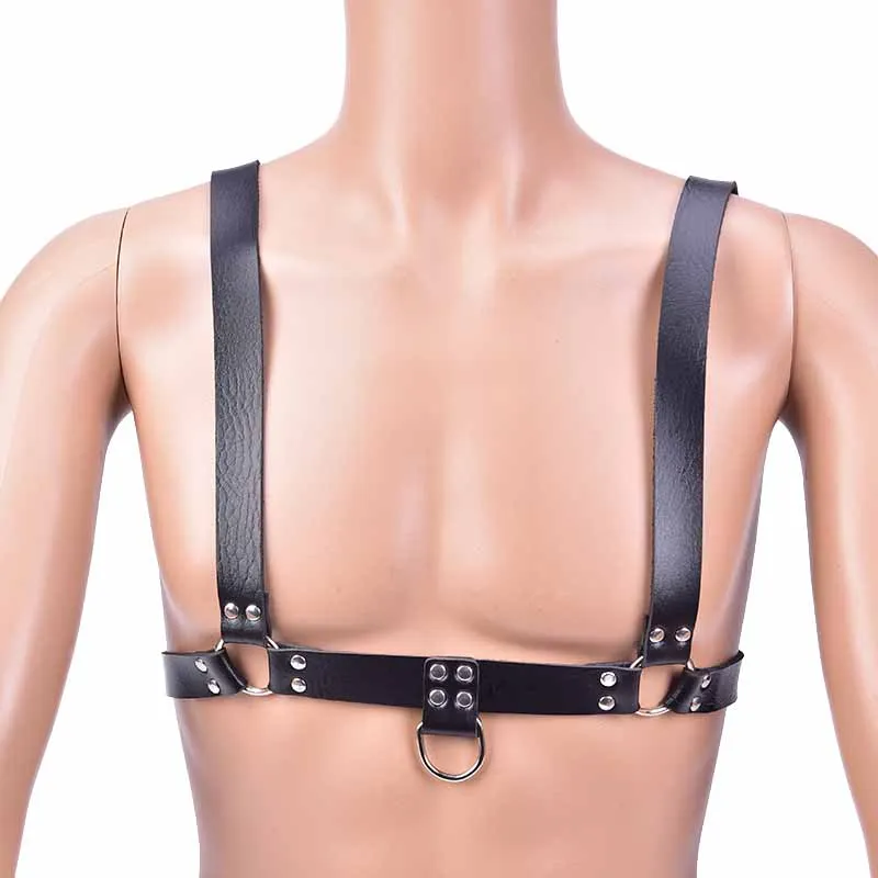 Мужской Бандаж из искусственной кожи для взрослых Регулируемая пряжка нагрудный