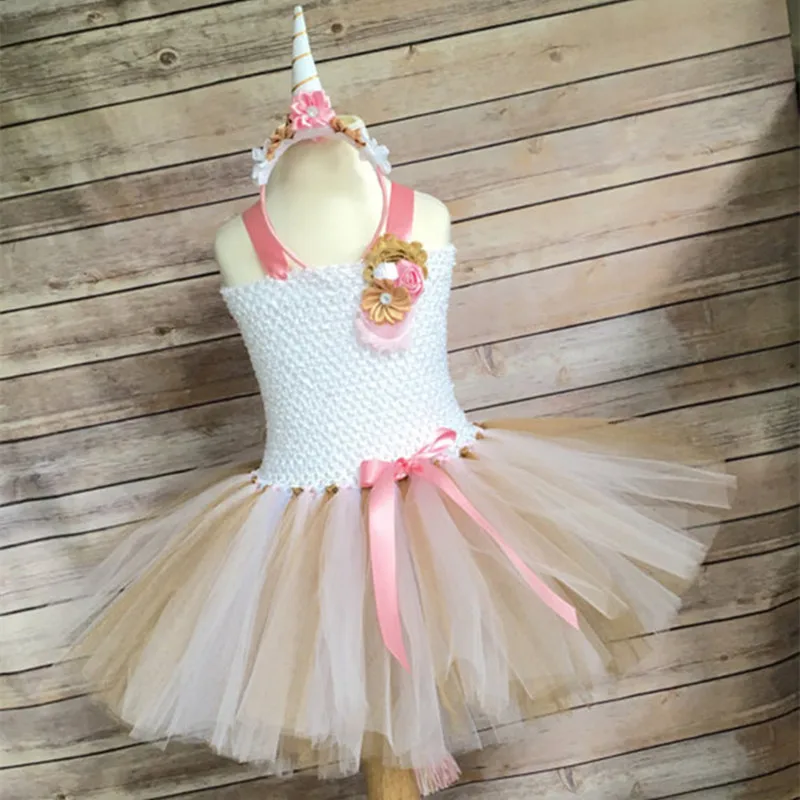 Girls Tutu Dress Fancy Rainbow Princess Unicorn with Headband Christmas Halloween Costume for Kids Girl Party 1-14Y | Детская одежда и