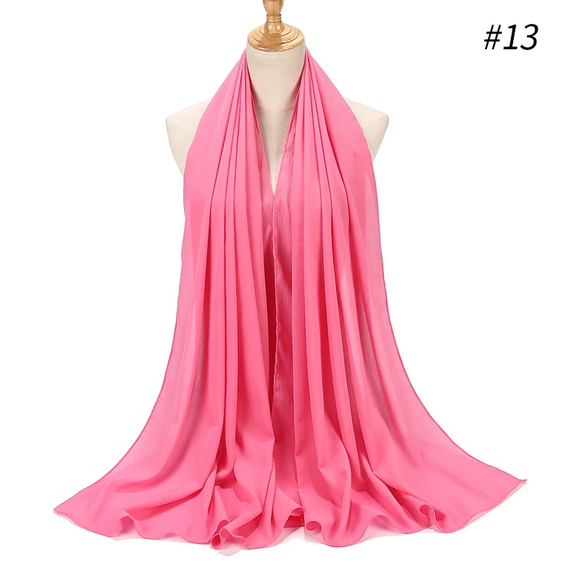 Plain Bubble Chiffon Hijab Scarf Women Wrinkle Chiffon Head Scarf Shawls Pashmian Pleated Muslim Wraps Muslim Hijabs Scarves - Цвет: Color 13