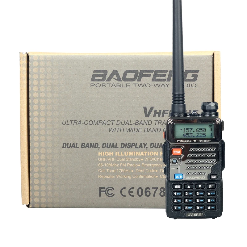 Baofeng УФ-5RE Рация УФ 5RE 5 Вт 128CH УВЧ УКВ ЧМ VOX Двойной Дисплей comunicador Dual Band