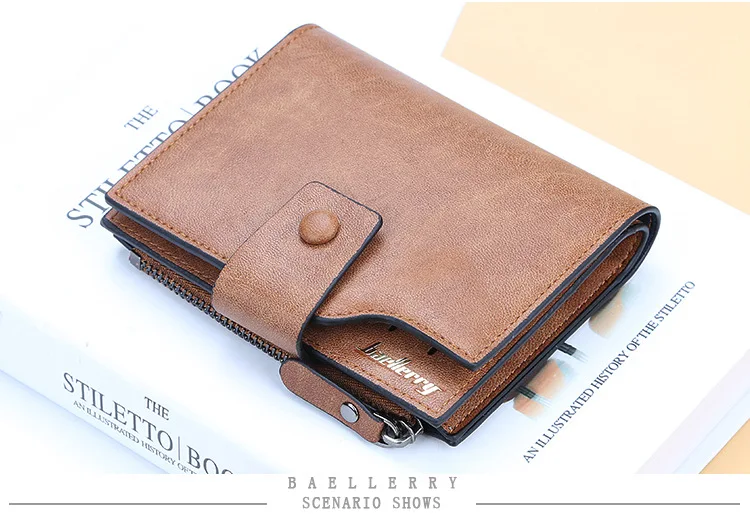 Baellerry мужские короткие модные кошельки дизайн на молнии Держатель для карт мужской кожаный кошелек однотонный карман для монет высокое качество мужской кошелек