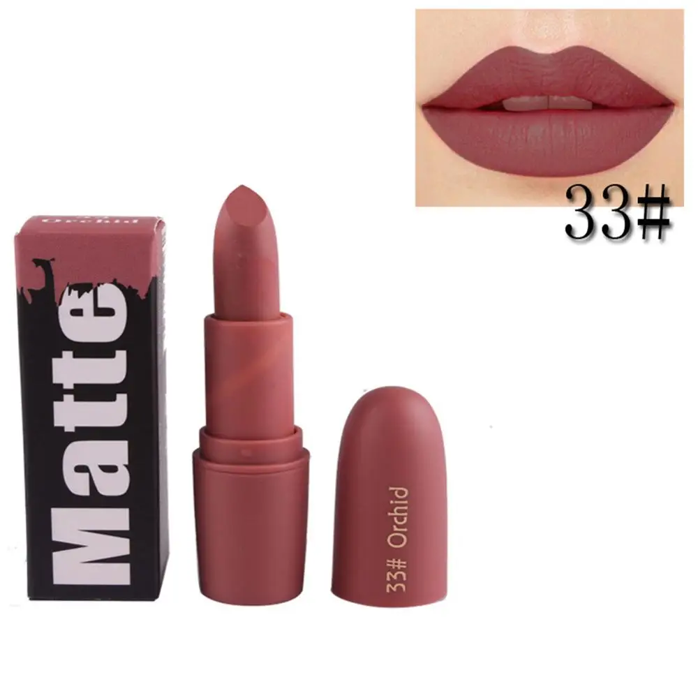 Miss Rose Black водостойкая матовая губная помада Batom, карандаш, блестящая золотая губная помада, бархатный Макияж для губ, инструмент для красоты#255589 - Цвет: 33 Orchid