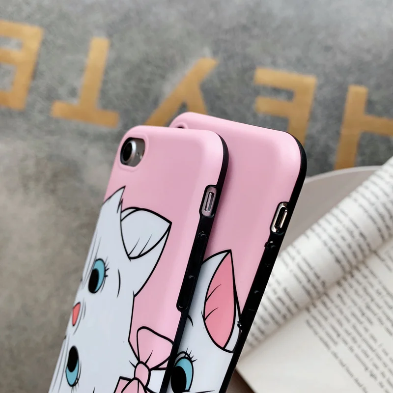 Милый Зонт кошка Мэри мультфильм чехол для iPhone 6 S 7 8 Plus Матовый ТПУ XS MAX XR X задняя