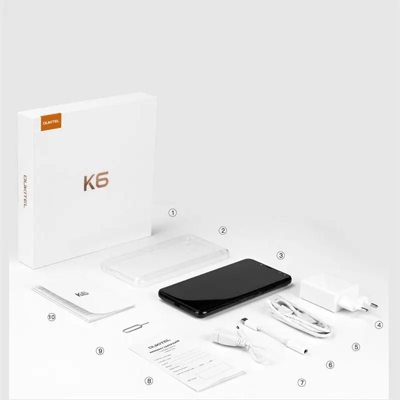 Oukitel K6 смартфон с 6 дюймовым дисплеем восьмиядерным процессором MT6763 ОЗУ ГБ ПЗУ 64 21