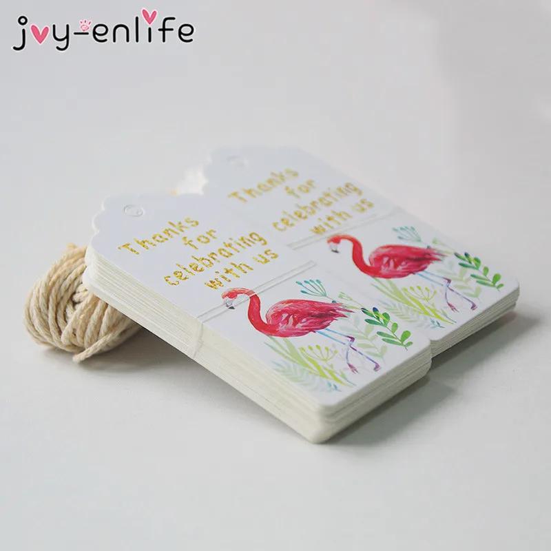 JOY ENLIFE 50 шт DIY Фламинго Птица бумажные бирки для подарков этикетки подвесные