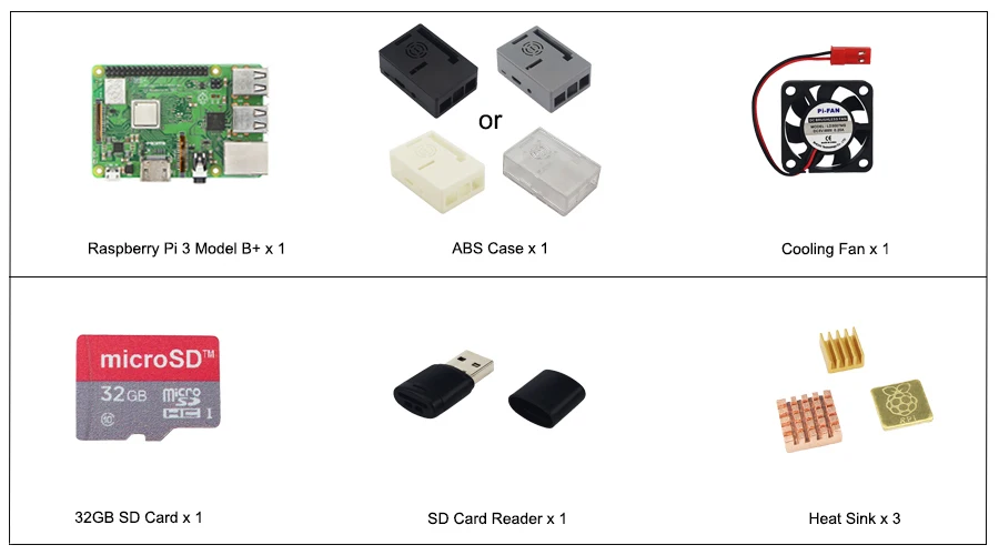 Raspberry Pi 3 Model B+ 3,5 дюймовый сенсорный ЖК-дисплей+ ABS чехол+ 32 ГБ sd-карта+ 3A адаптер питания+ радиаторы+ HDMI для RPI 3B Plus